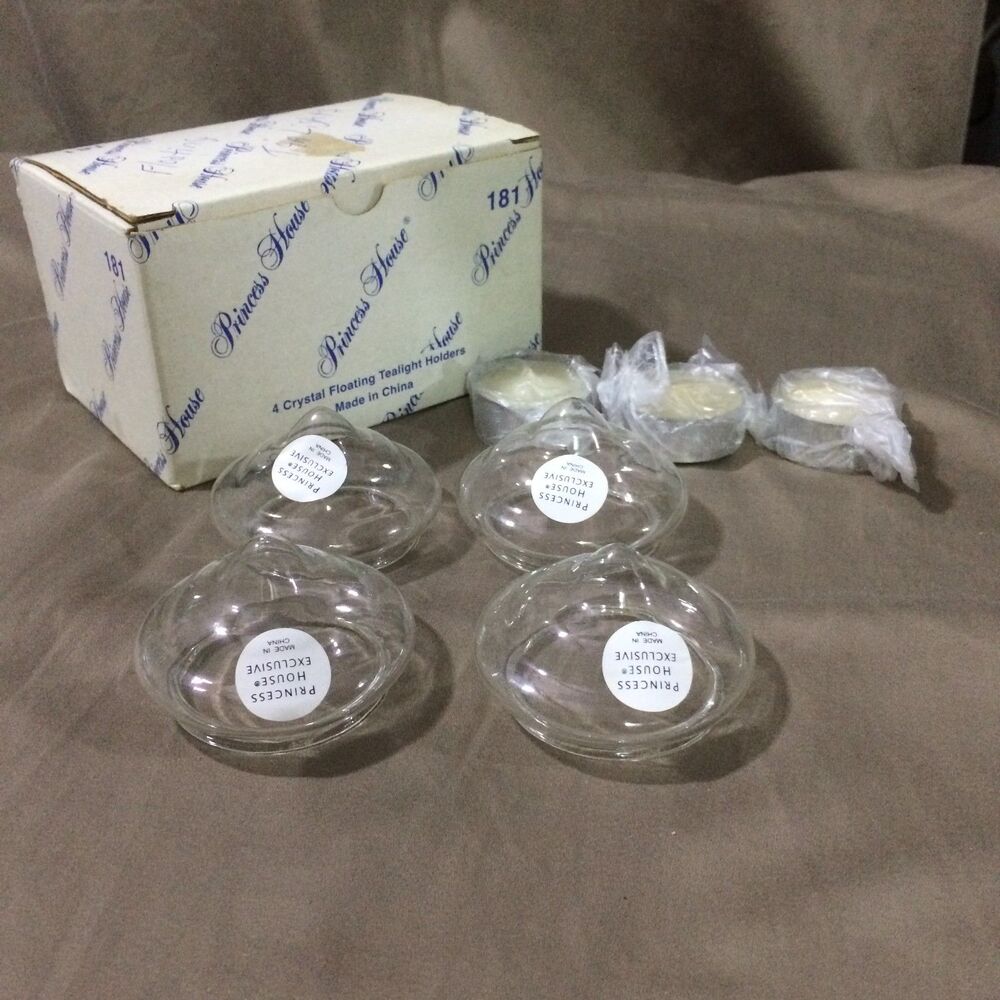 Vintage Princess House 181 Crystal Heritage Floating Tealight Holders Set New
